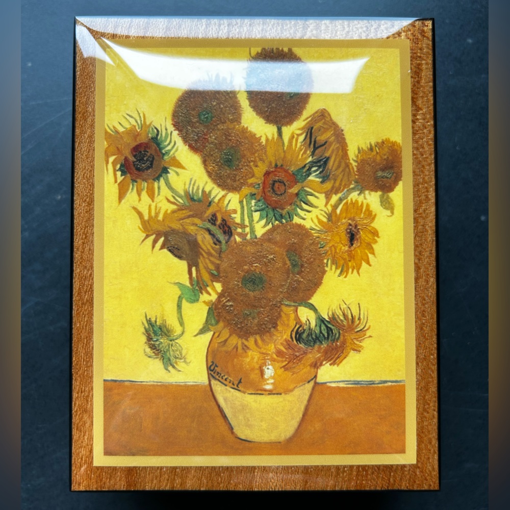 Beautiful Expensive Sunflowers Theme Inlaid Ercolano Art Musical Jewelry Box